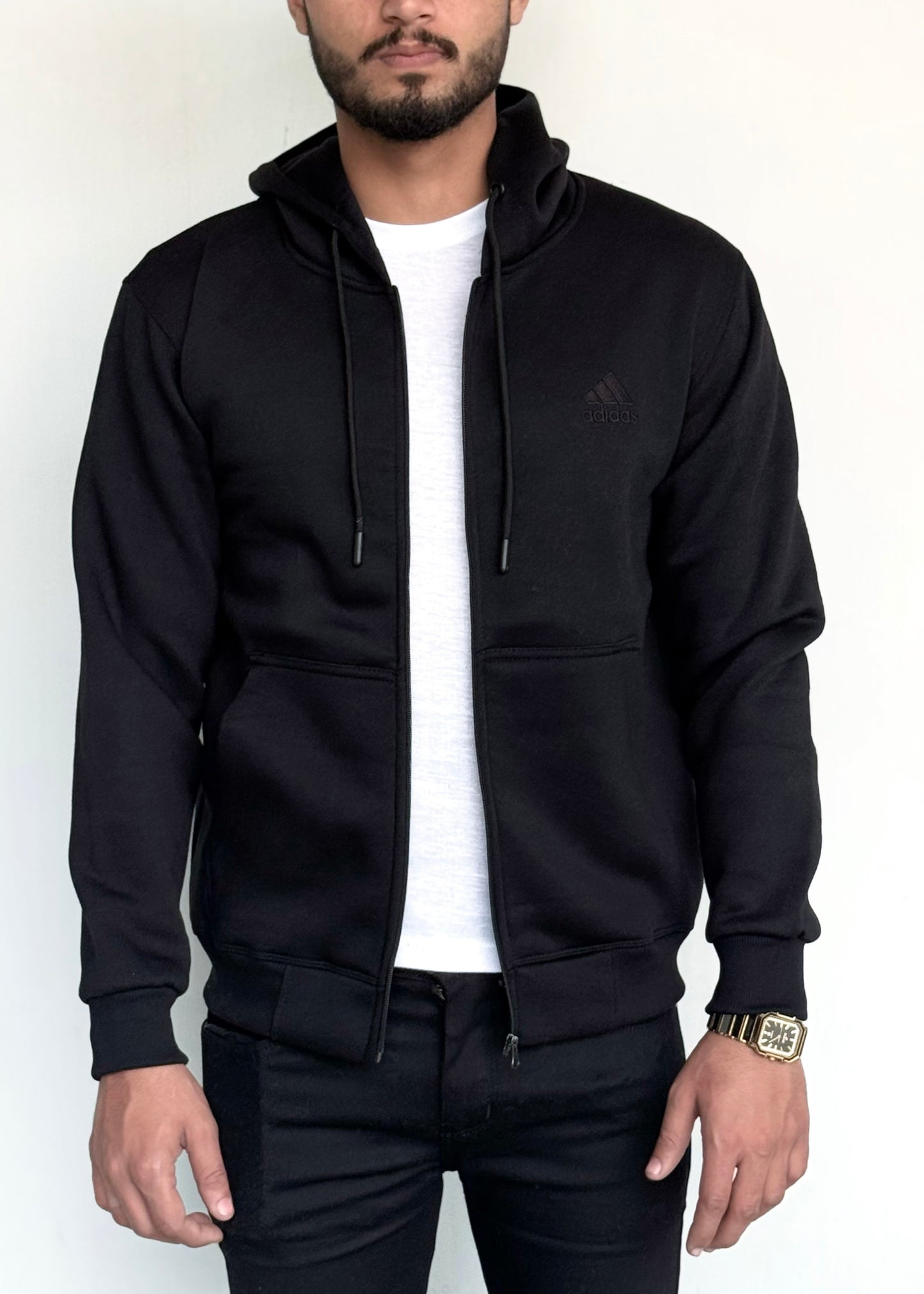 0.02 COMFORTABLE CLASSIC FLEECE HOODIE-BLACK