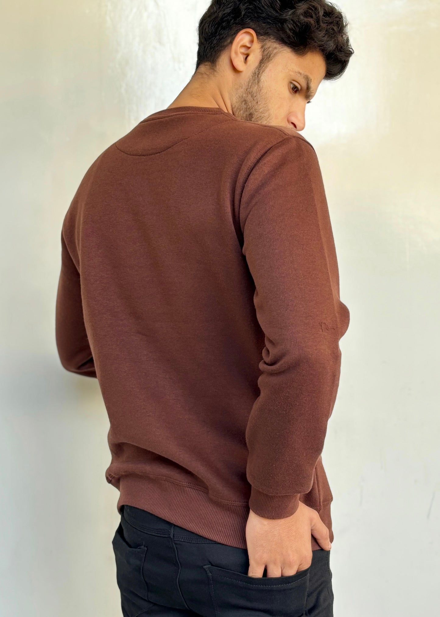 COMFORT COTTON FLEECE SWEATSHIRT'S-BROWN