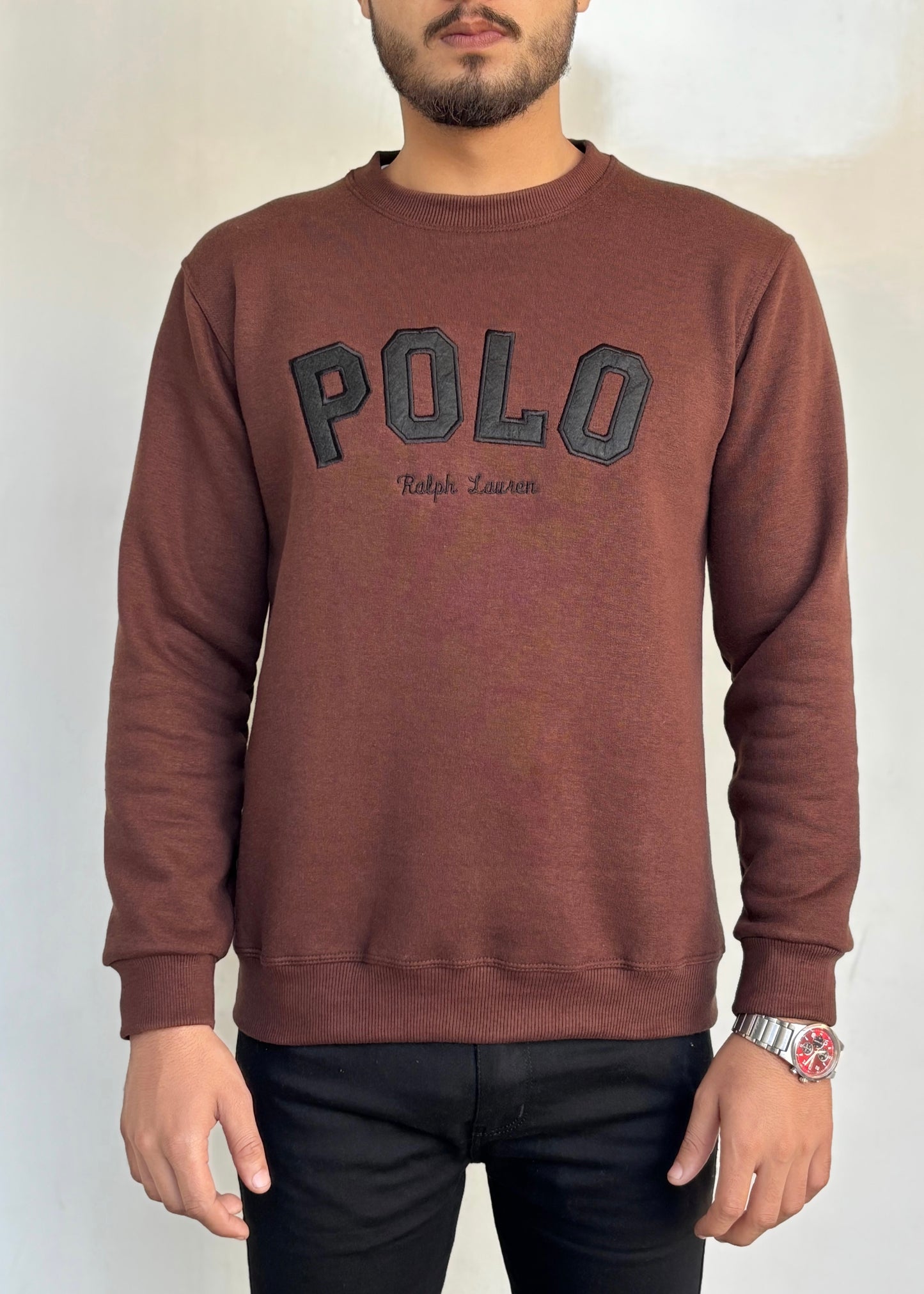COMFORT COTTON FLEECE SWEATSHIRT'S-BROWN