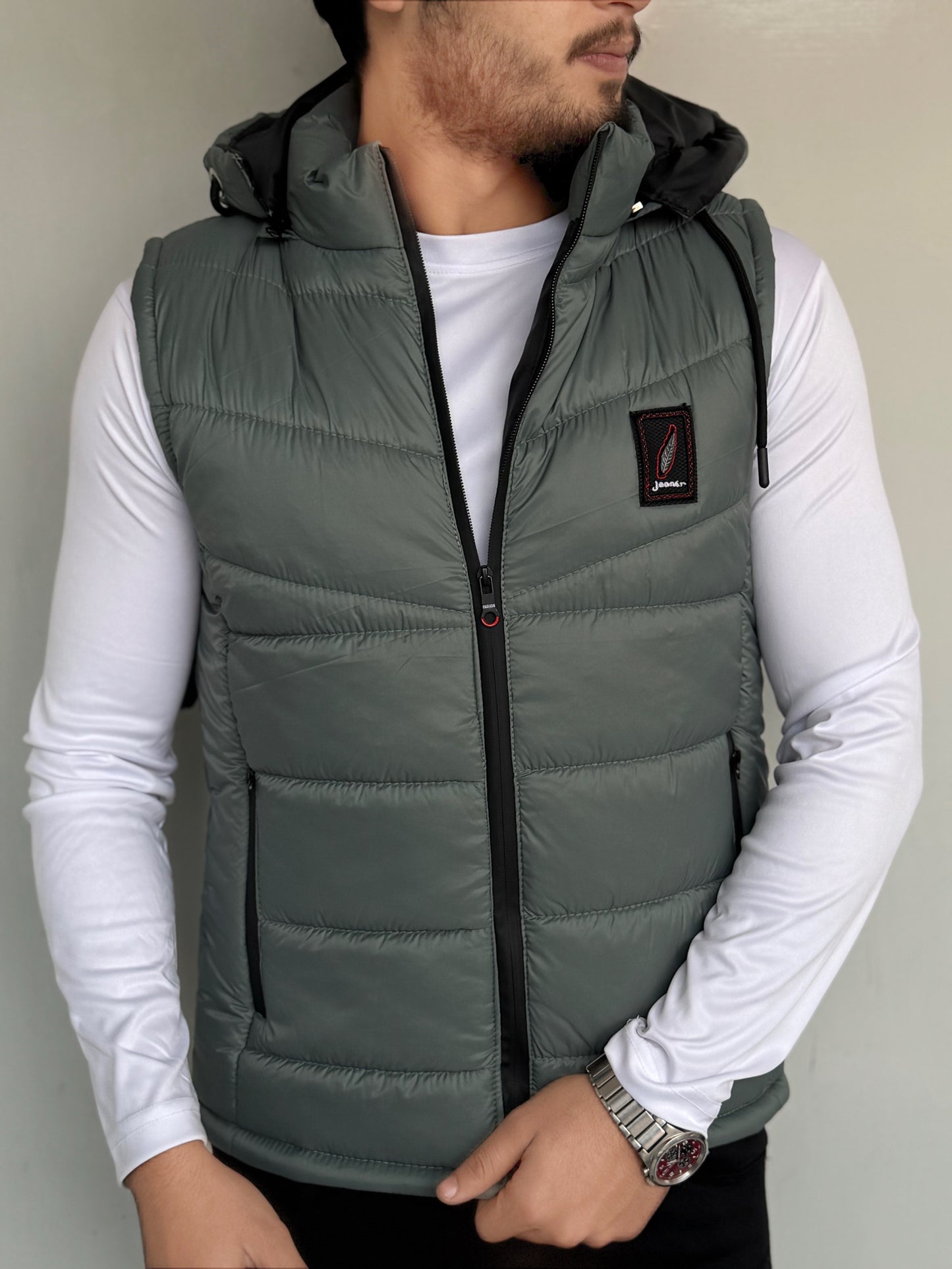 SLEEVLESS REMOVABLE & DETACHABLE JACKET-SEA GREEN
