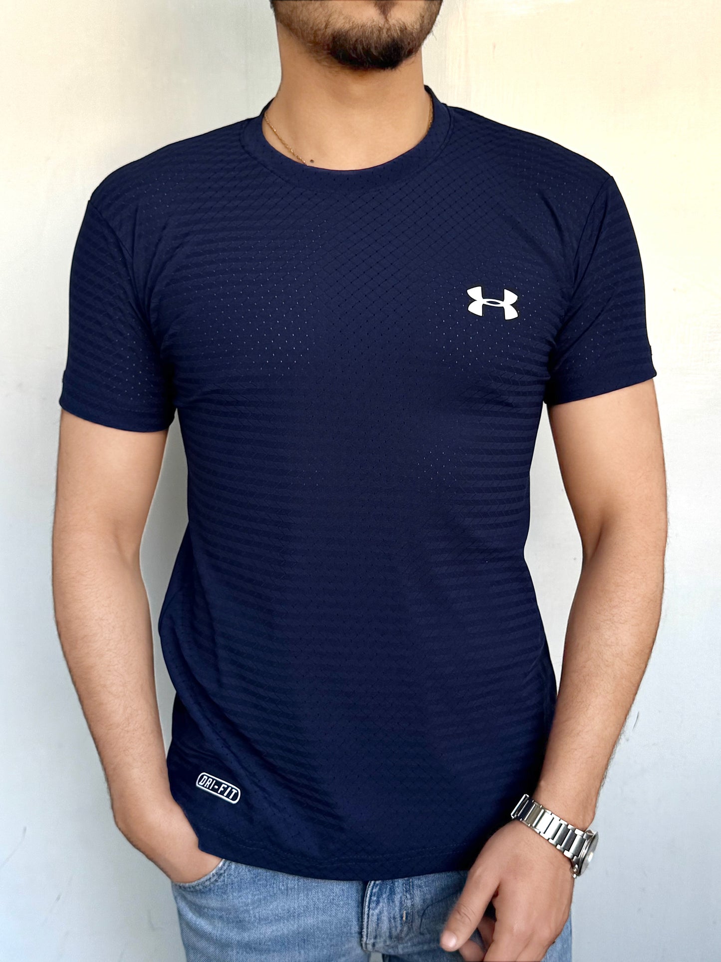 LYCRA STRETCHABLE STYLISH SHIRT-NAVY BLUE