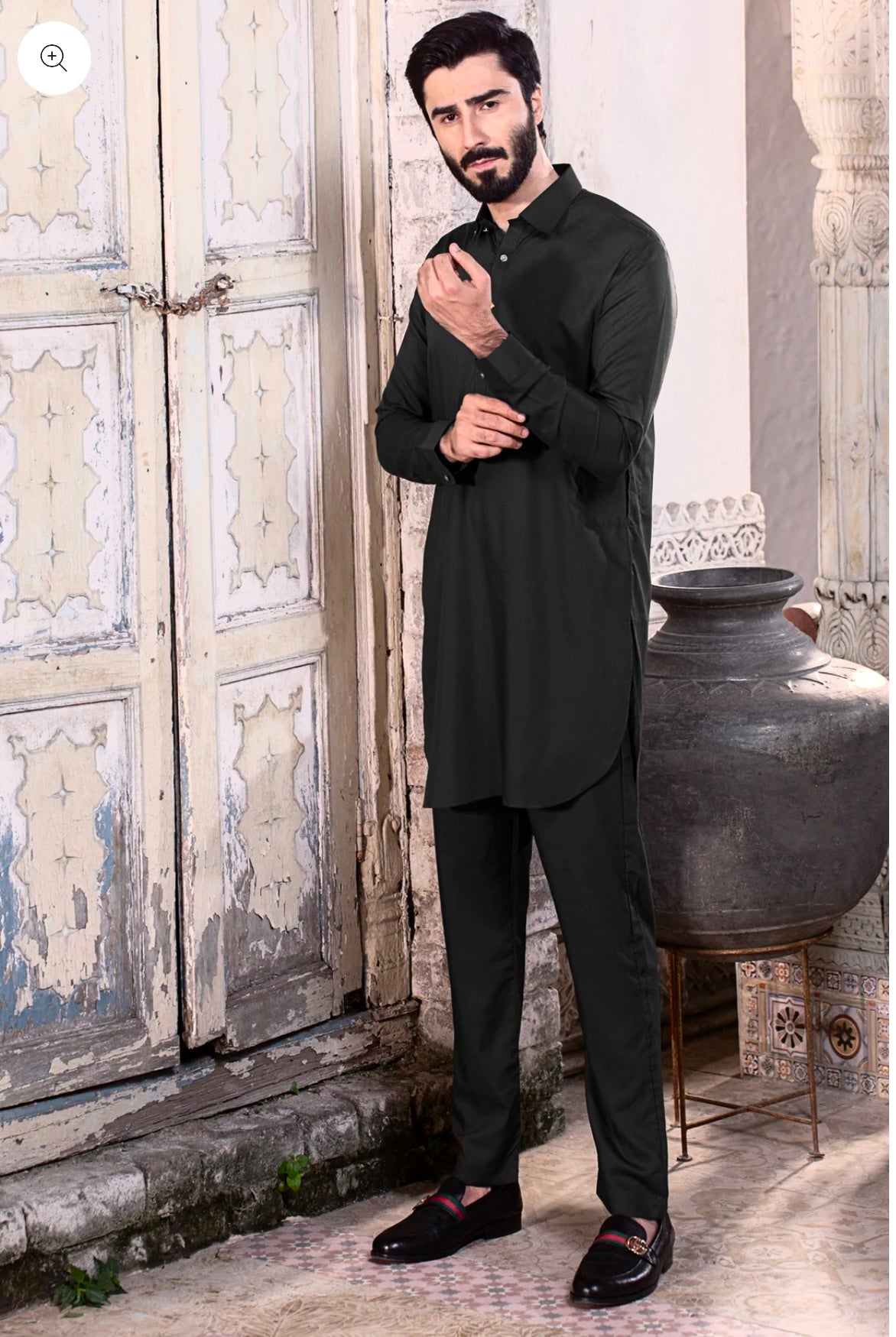 BASIC BLACK STITCHED SUIT WITH TROUSER-BLACK