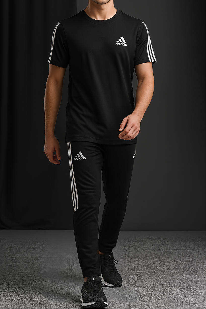 Modern, edgy, tracksuit for a casual, athletic wear-black