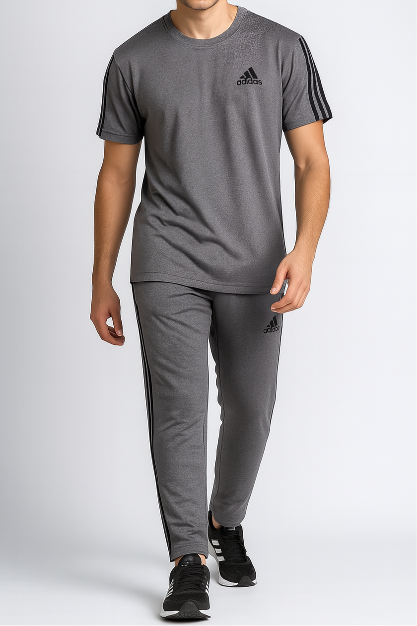 Modern, edgy, tracksuit for a casual, athletic wear-char-coal