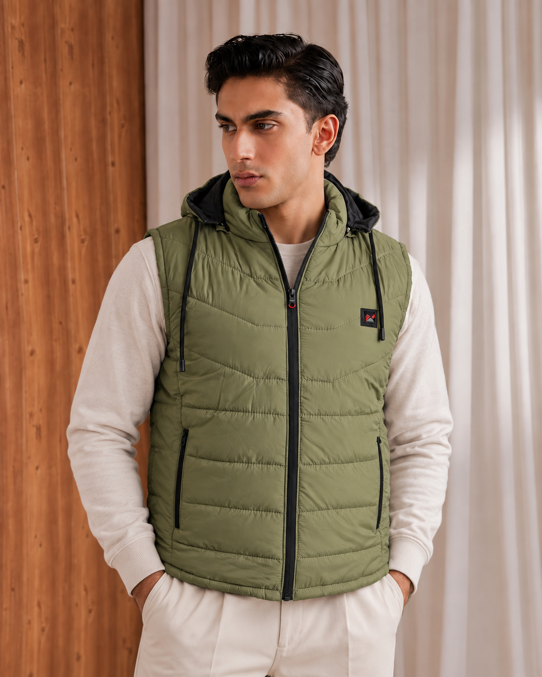 SLEEVLESS REMOVABLE & DETACHABLE JACKET-SEA GREEN