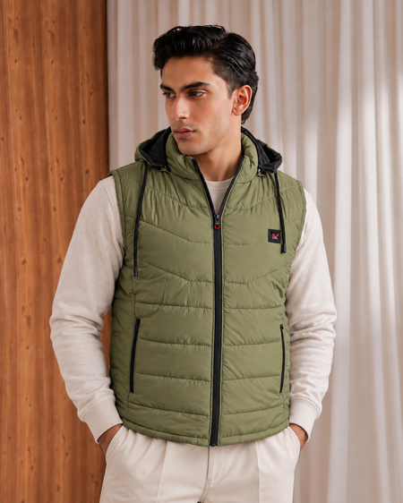 SLEEVLESS REMOVABLE & DETACHABLE JACKET-SEA GREEN