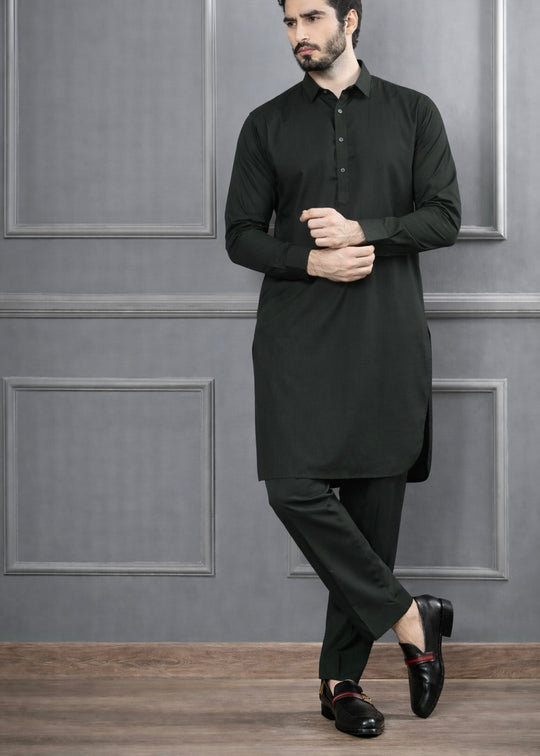 BASIC BLACK STITCHED SUIT WITH TROUSER-BLACK