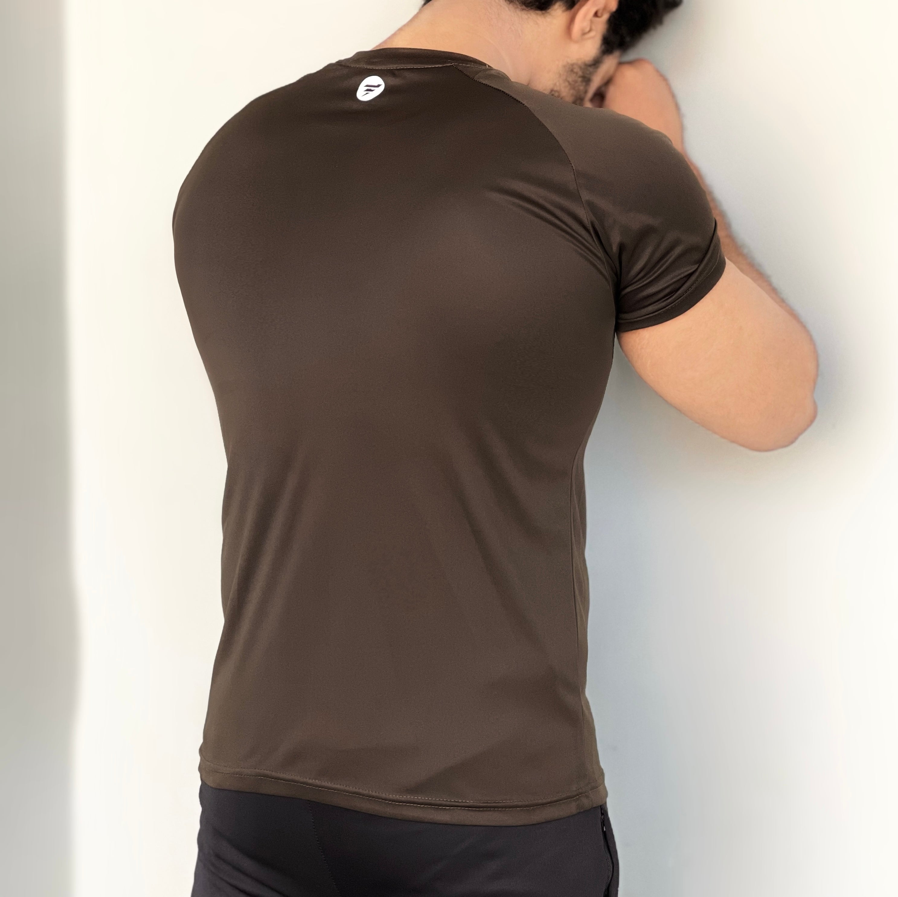REGULAR FIT LYCRA T-SHIRT QUICK DRYING STUFF -BROWN