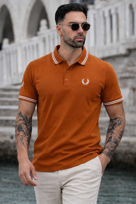 Executive Cotton Polo-Neon-Brown