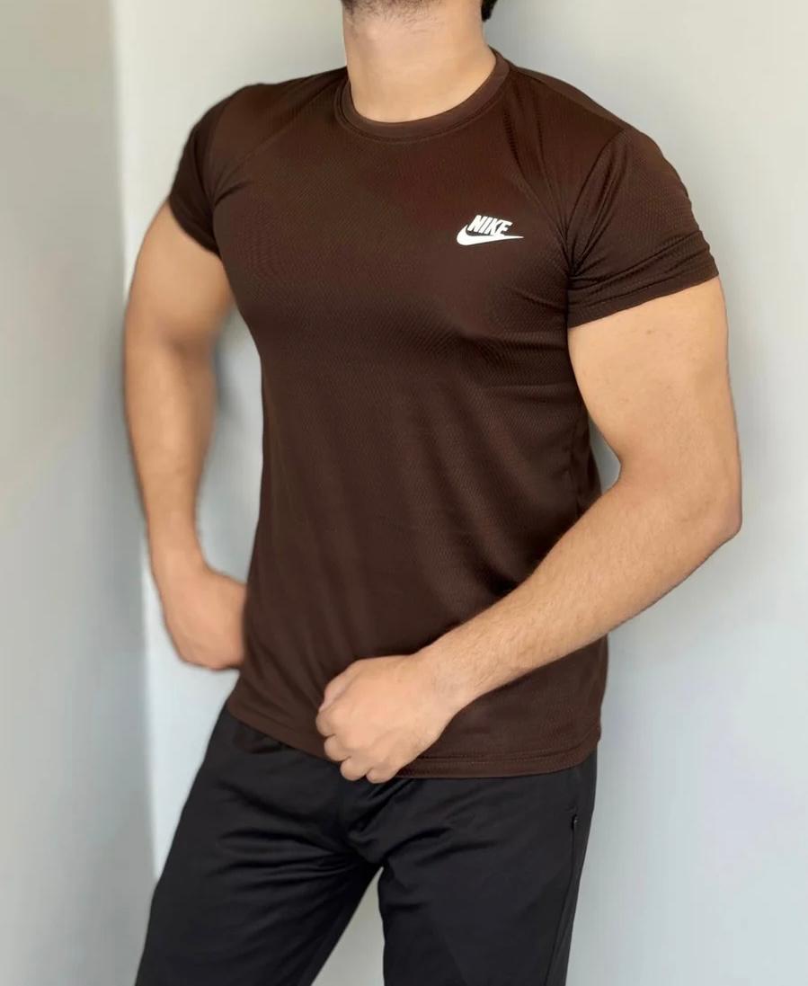 SMOOTH FLEX T-SHIRT WITH UNIQUE HALF SLEEVES DESIGN - BROWN
