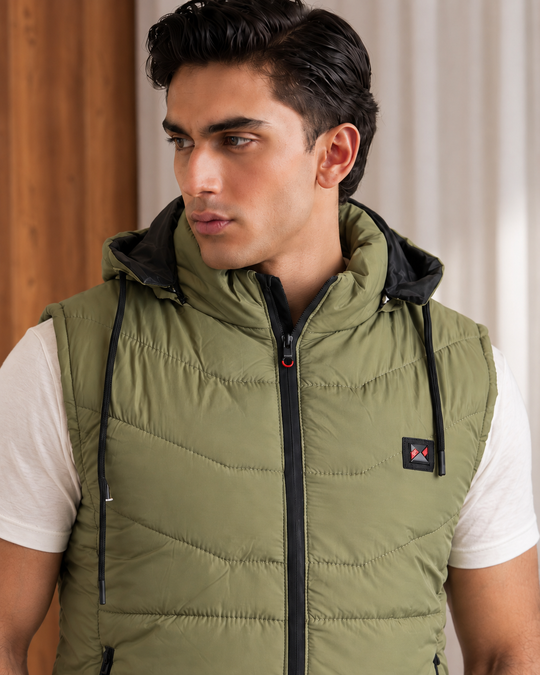 SLEEVLESS REMOVABLE & DETACHABLE JACKET-SEA GREEN