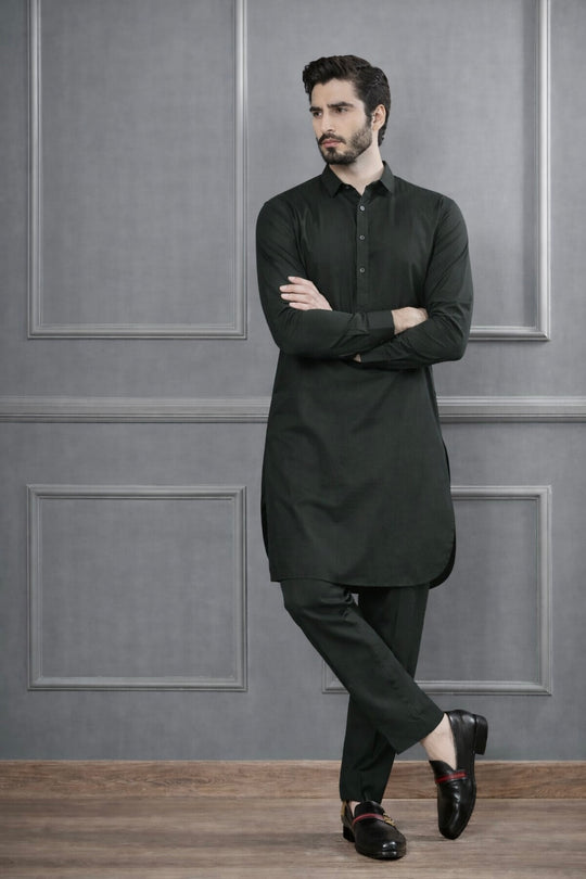 BASIC BLACK STITCHED SUIT WITH TROUSER-BLACK