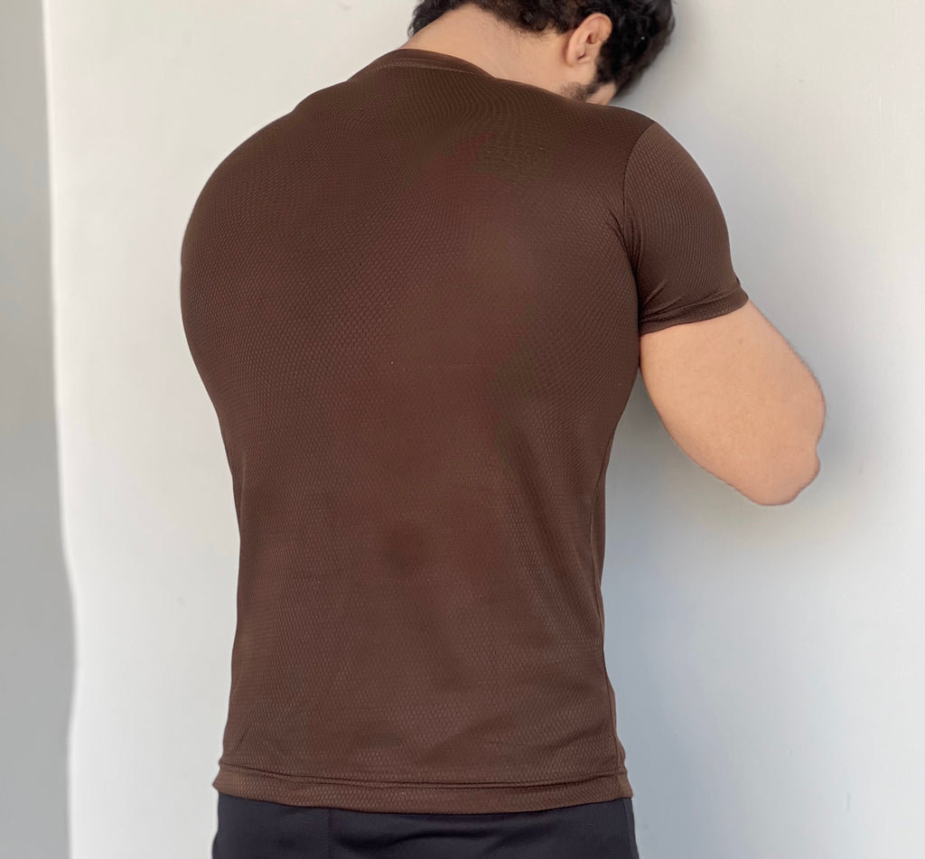MOVE FLOW DRY-FIT T-SHIRT STRETCHINESS AND LIGHTWEIGHT - BROWN