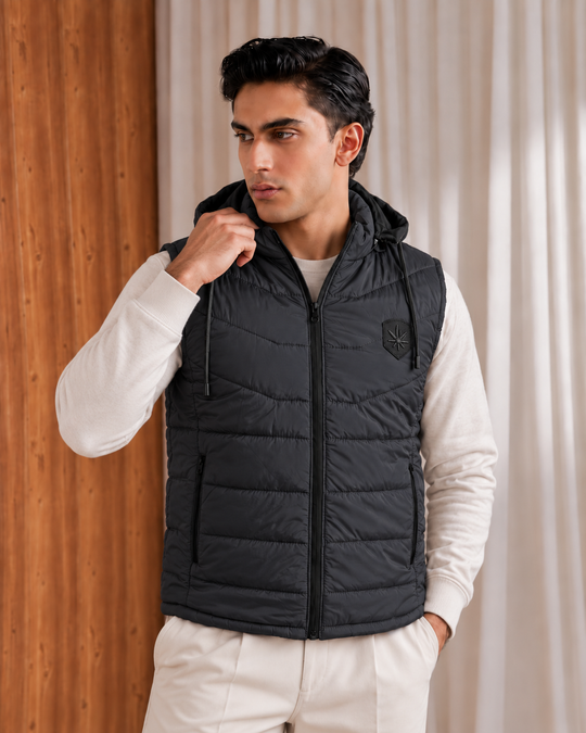 SLEEVLESS REMOVABLE & DETACHABLE JACKET-GREY