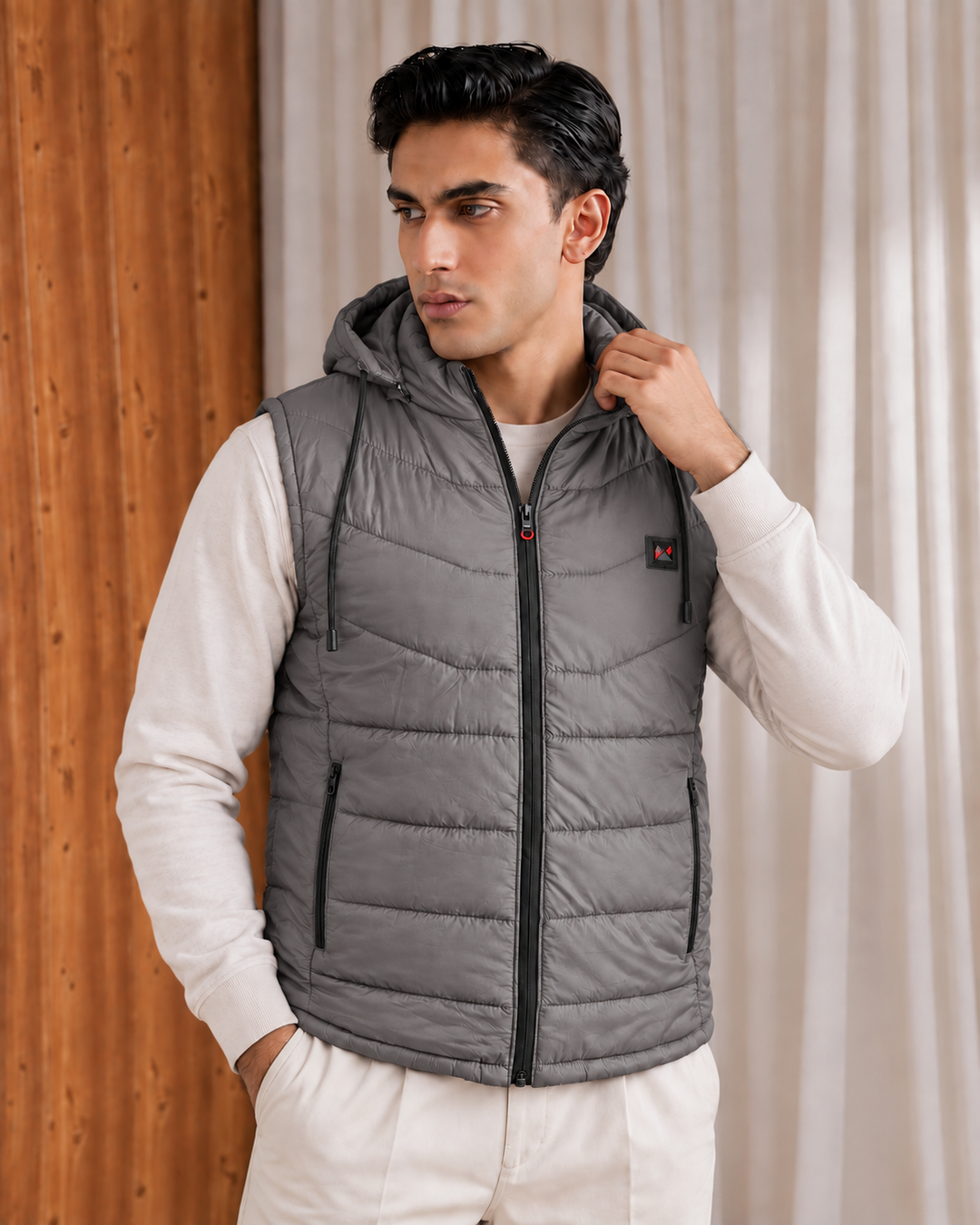 SLEEVLESS REMOVABLE & DETACHABLE JACKET-GRAY