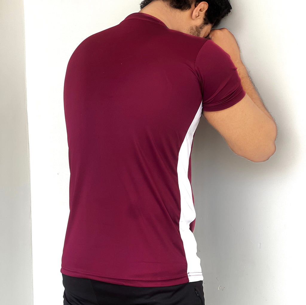 DYNA FLEX LYCRA T-SHIRT WITH COMFORTABLE AND QUICK DRYING FABRIC - MAROON