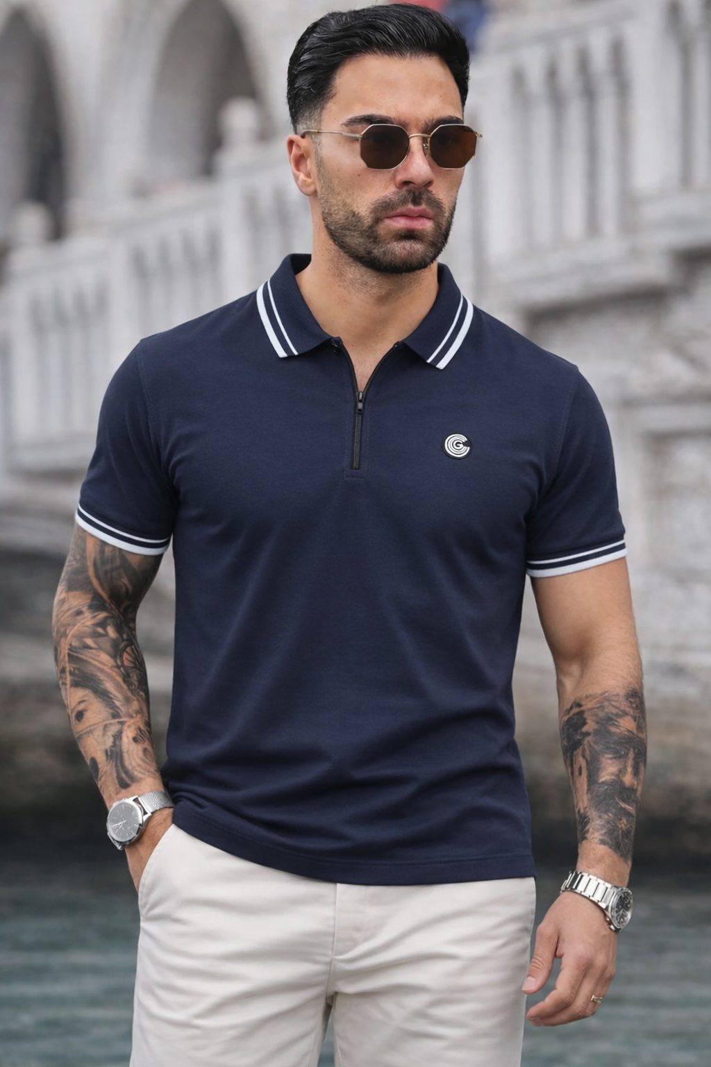 LUXURY COTTON HALF SLEEVES POLO-NAVY BLUE