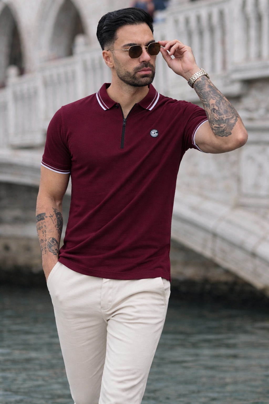LUXURY COTTON HALF SLEEVES POLO-MAROON