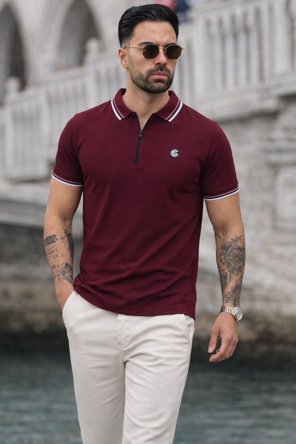 LUXURY COTTON HALF SLEEVES POLO-MAROON