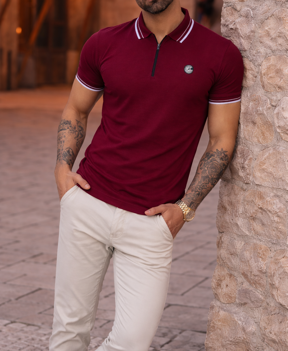 LUXURY COTTON HALF SLEEVES POLO-MAROON