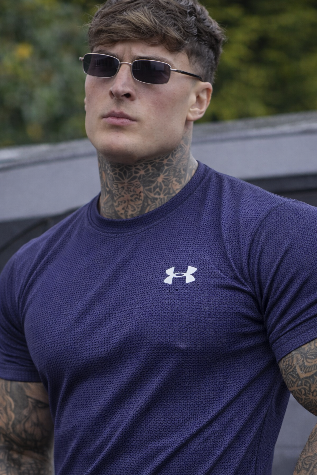 LYCRA COMFORT STYLISH HALF SLEEVES FORMAL T-SHIRT - NAVY BLUE