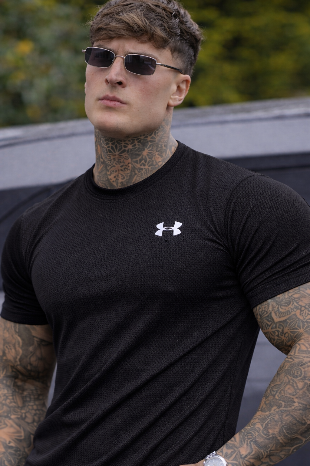 LYCRA COMFORT STYLISH HALF SLEEVES FORMAL T-SHIRT - BLACK