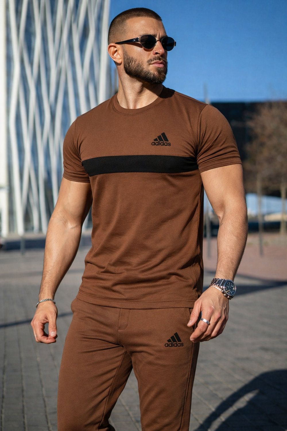 006 Perform Flex Tracksuit coolest cotton tracksuit - brown