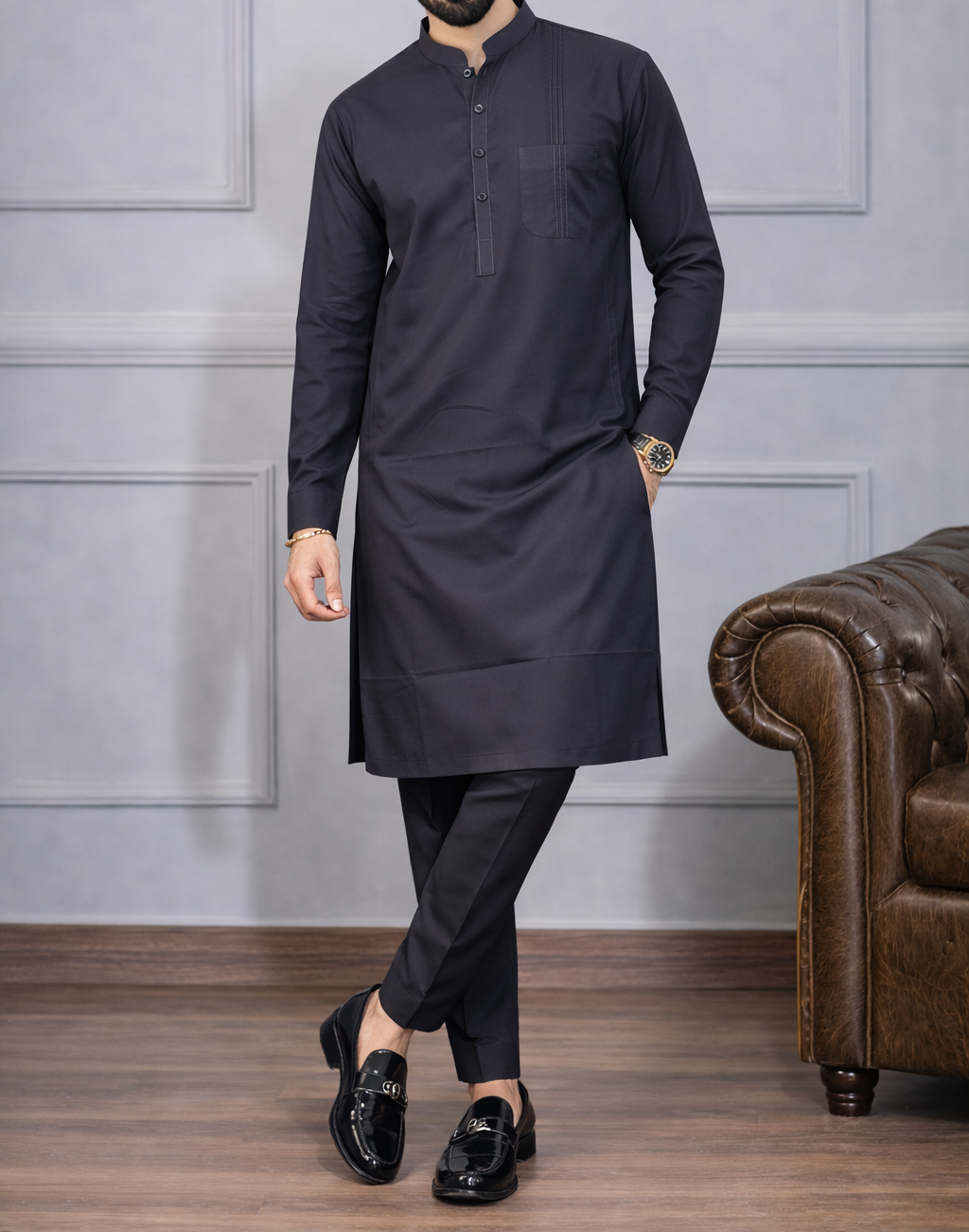 ROYAL COLLECTION STITCHED SUIT-CHARCOAL