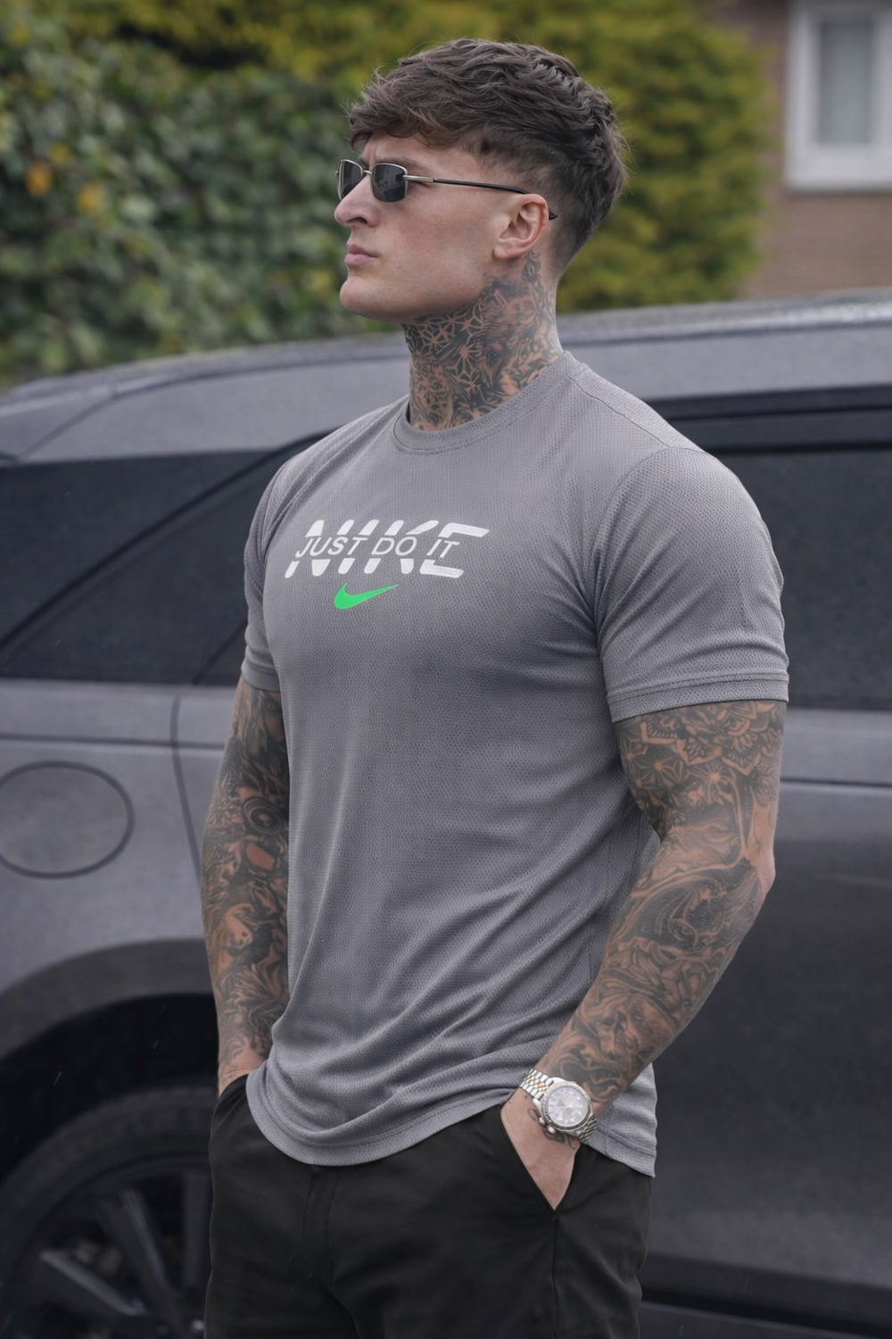 REGULAR FIT LYCRA T-SHIRT QUICK DRYING STUFF - GRAY