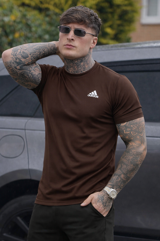 STRETCH EASE T-SHIRT FOR GYM WEAR SHIRT FOR MEN'S - BROWN