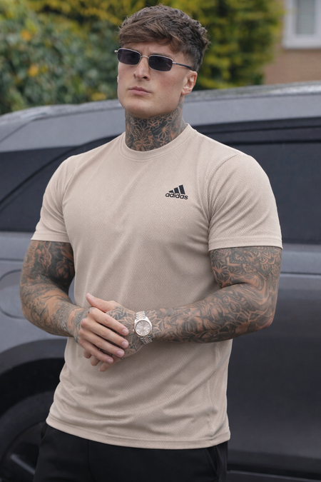 STRETCH EASE T-SHIRT FOR GYM WEAR SHIRT FOR MEN'S - TAN