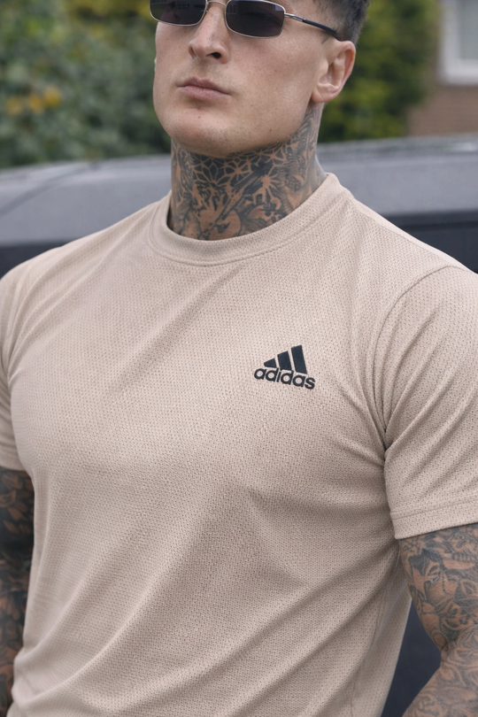 STRETCH EASE T-SHIRT FOR GYM WEAR SHIRT FOR MEN'S - TAN