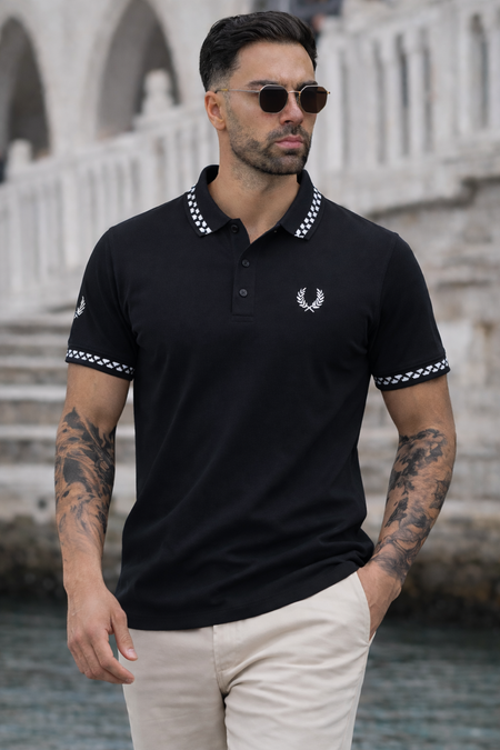 PREMIER COTTON POLO'S SHIRT WITH QUICK DRYING-BLACK