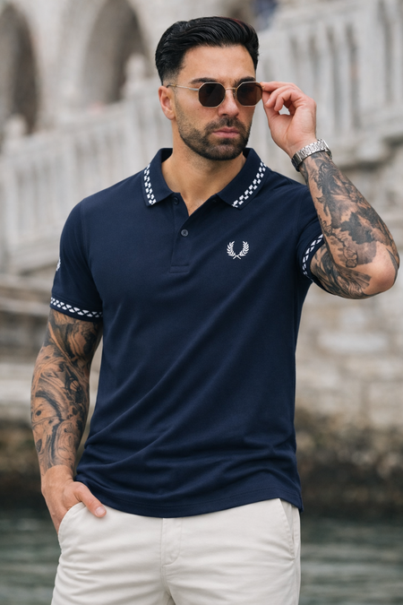 PREMIER COTTON POLO'S SHIRT WITH QUICK DRYING - NAVY BLUE