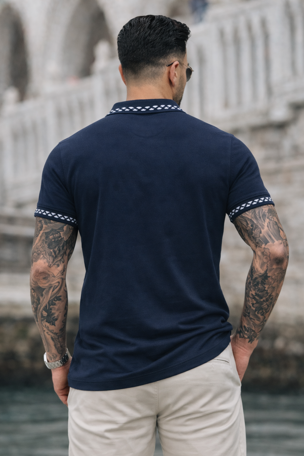 PREMIER COTTON POLO'S SHIRT WITH QUICK DRYING - NAVY BLUE