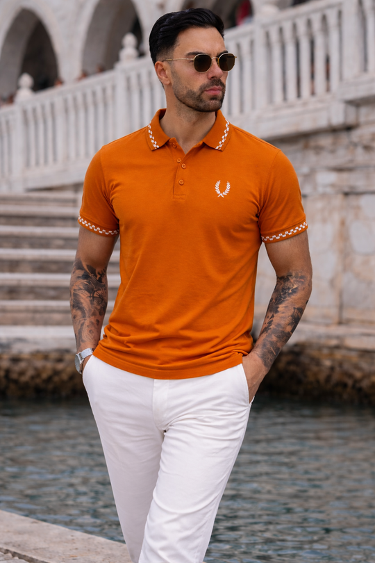 PREMIER COTTON  POLO'S SHIRT WITH QUICK DRYING-NEON BROWN
