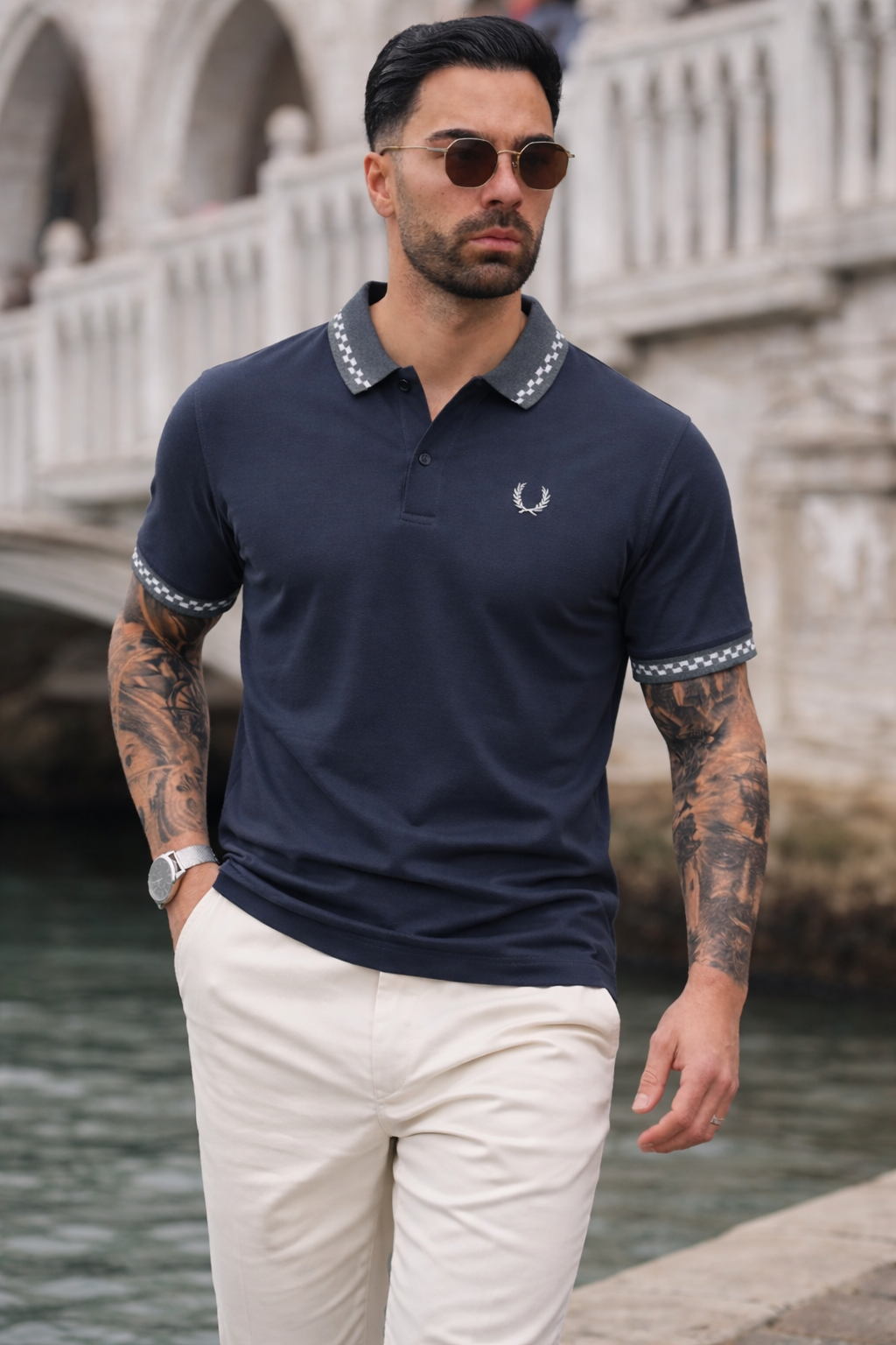 PREMIER COTTON POLO'S SHIRT WITH QUICK DRYING-GRAY