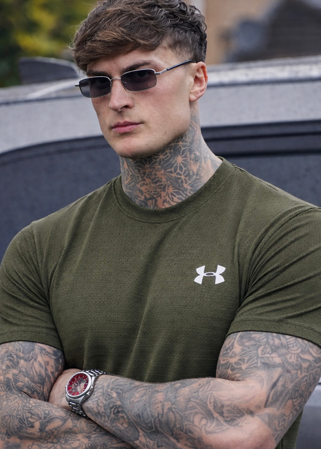 LYCRA STRETCHABLE STYLISH SHIRT-OLIVE GREEN