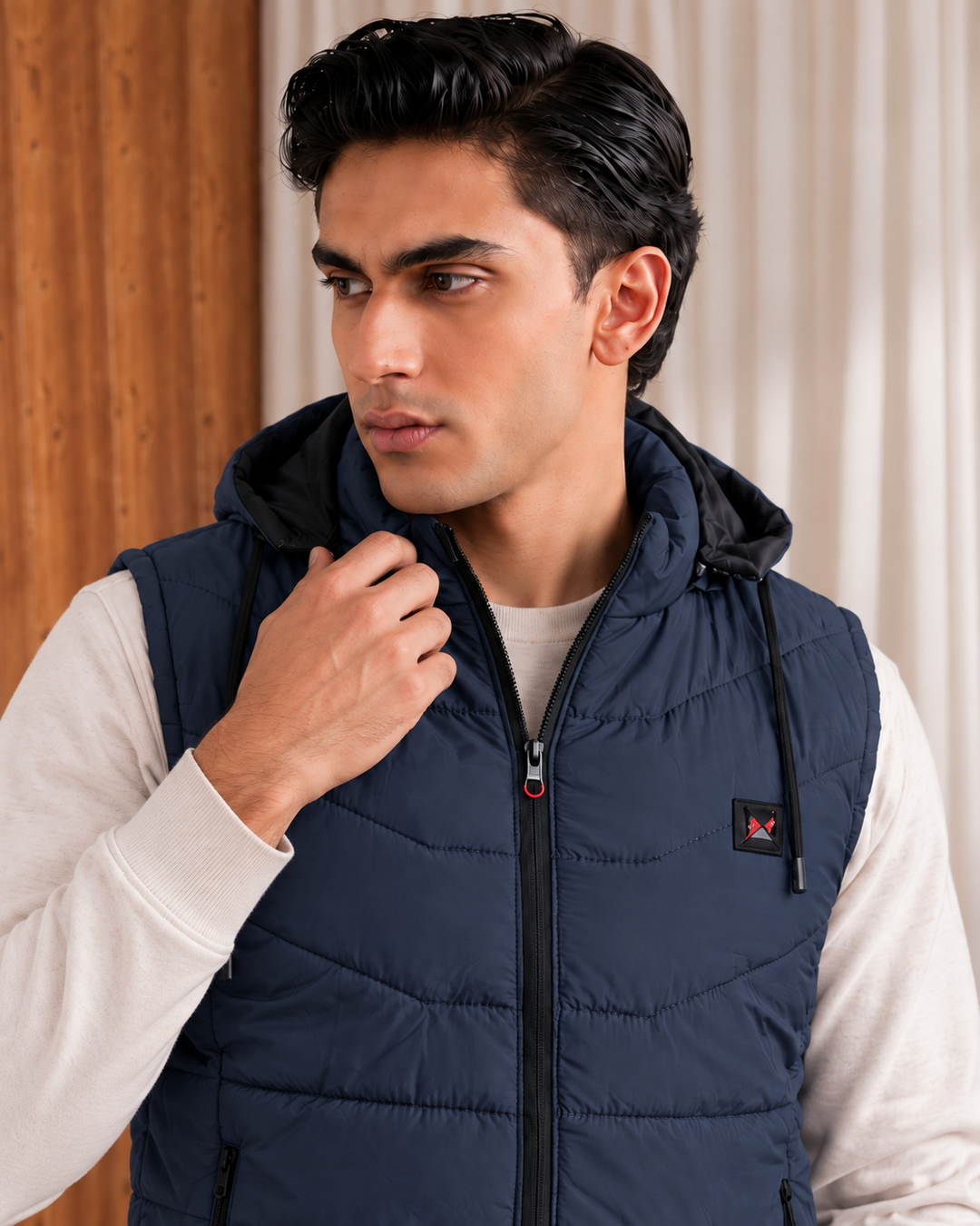 SLEEVLESS REMOVABLE & DETACHABLE JACKET-NAVY BLUE