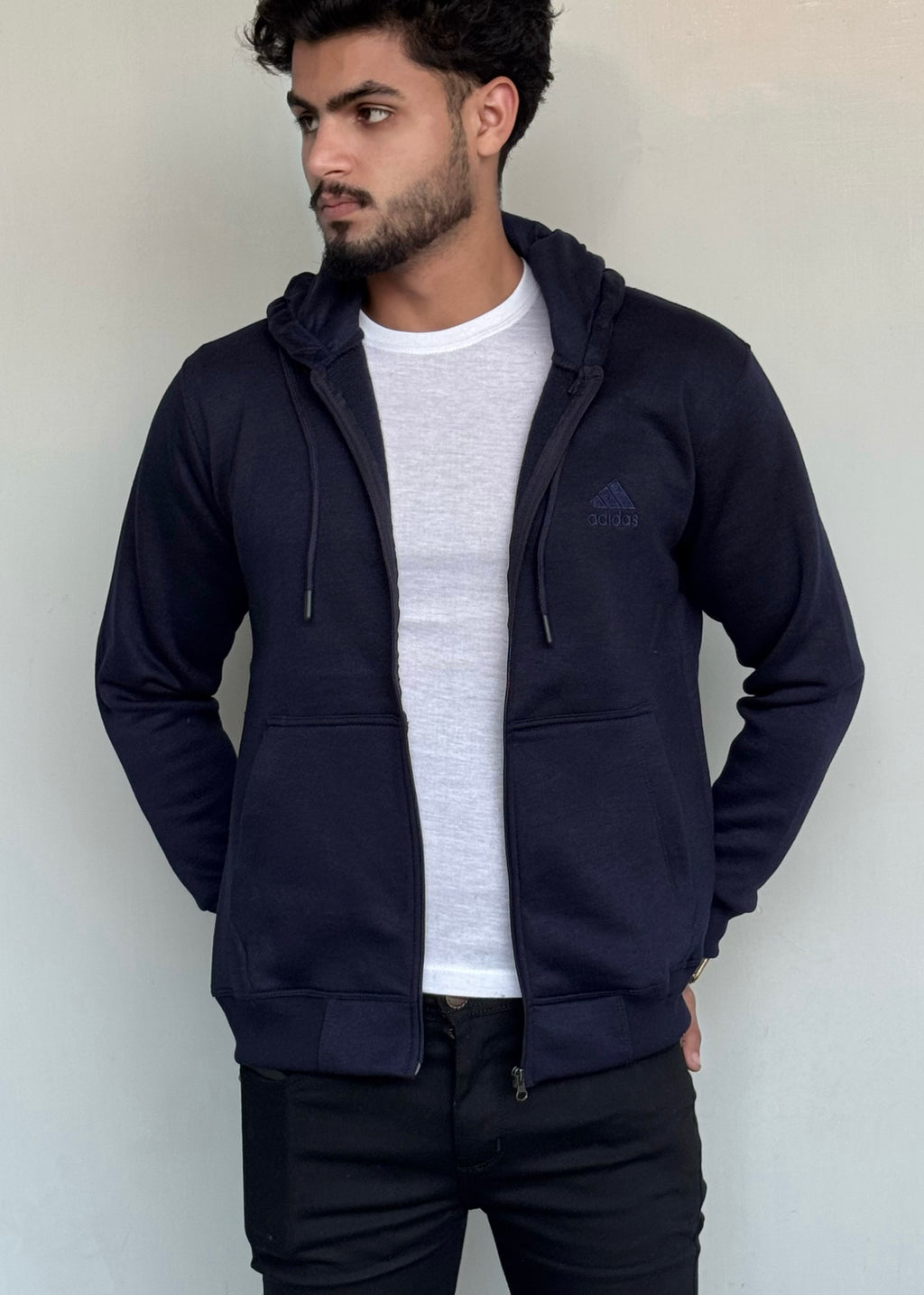 0.02 COMFORTABLE CLASSIC FLEECE HOODIE-BLUE
