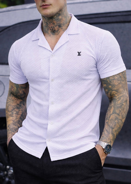 IMPORTED TEXTURE SAFARI SHIRT-WHITE