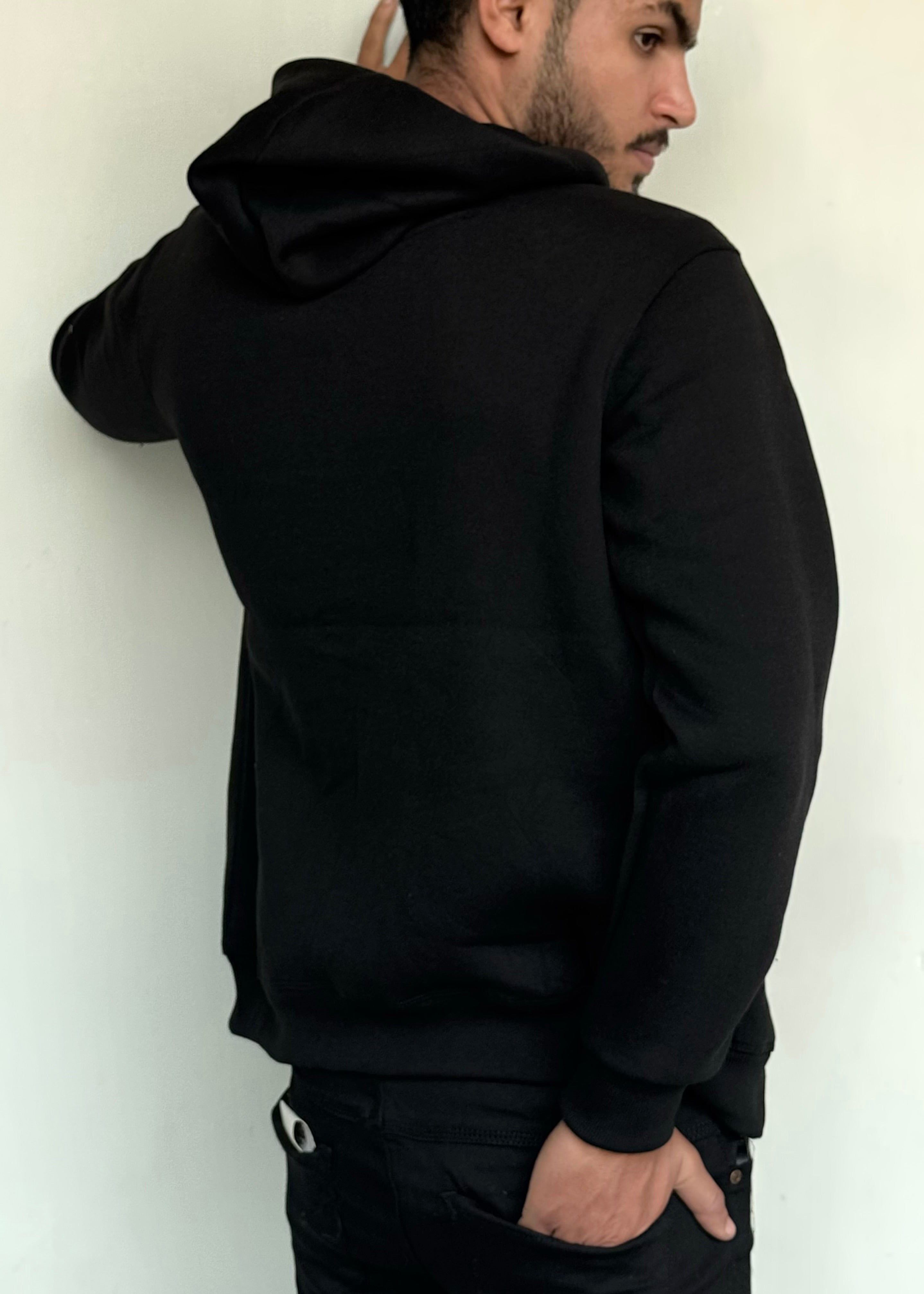 0.02 COMFORTABLE CLASSIC FLEECE HOODIE-BLACK