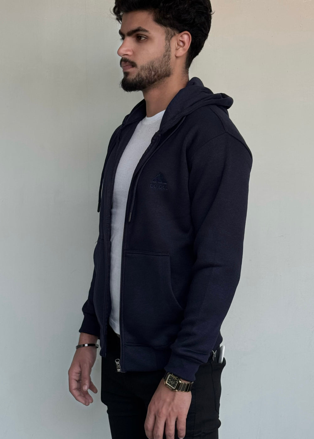 0.02 COMFORTABLE CLASSIC FLEECE HOODIE-BLACK