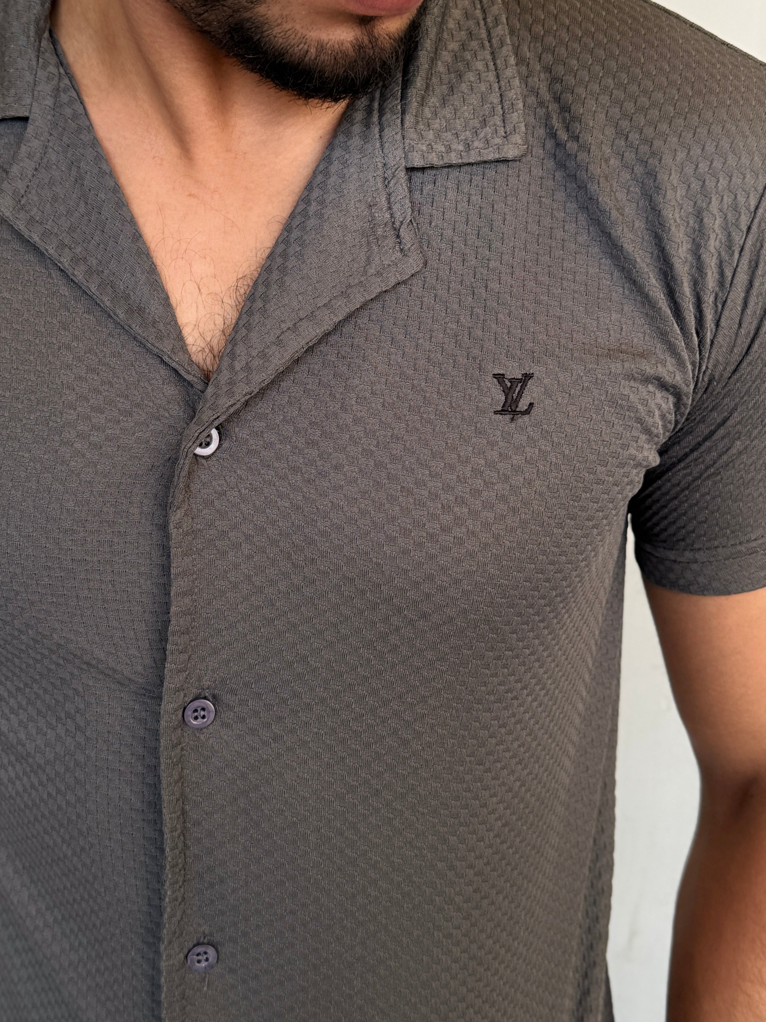 IMPORTED TEXTURE SAFARI SHIRT-LF