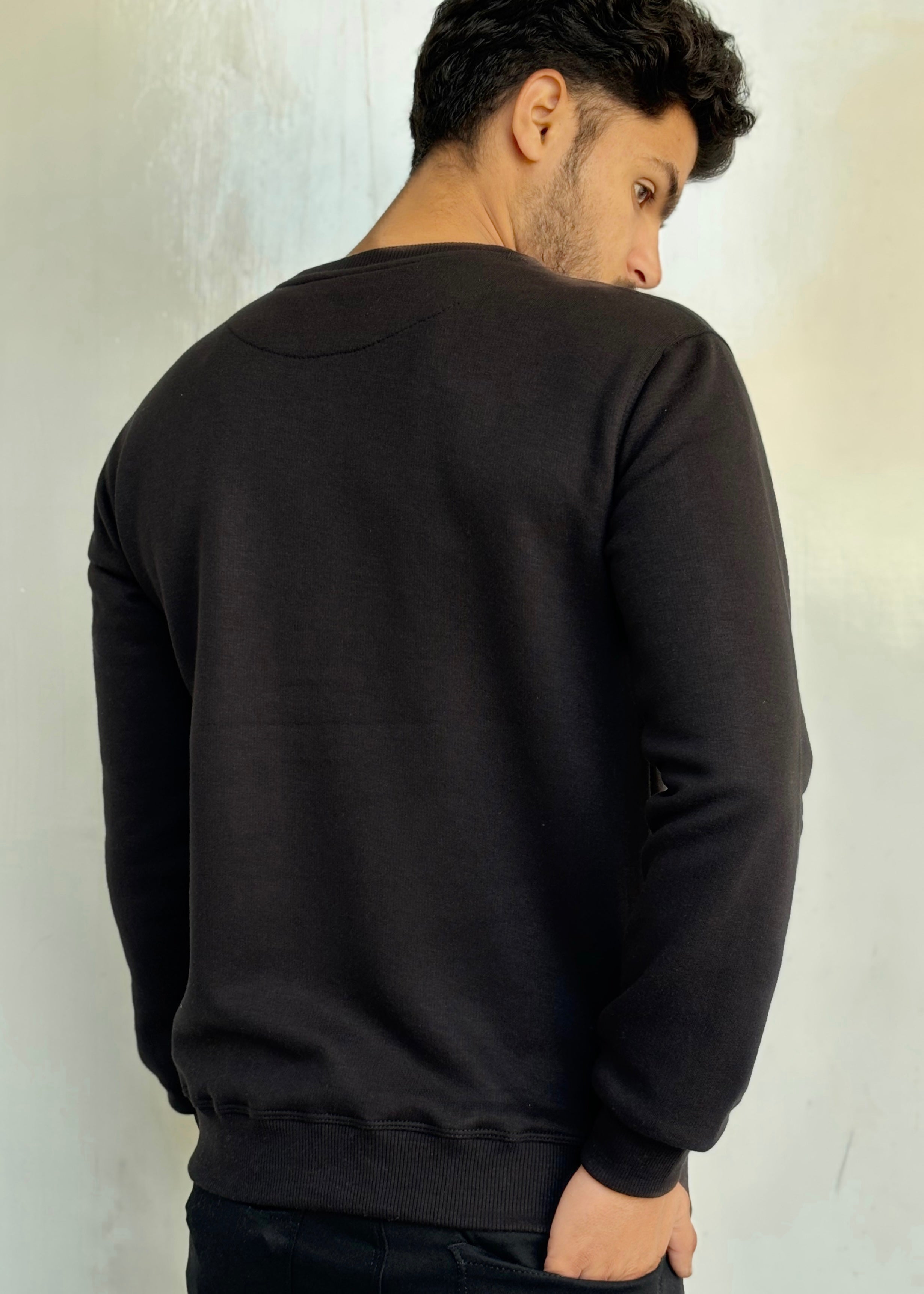 COMFORT COTTON FLEECE SWEATSHIRT'S-BLACK