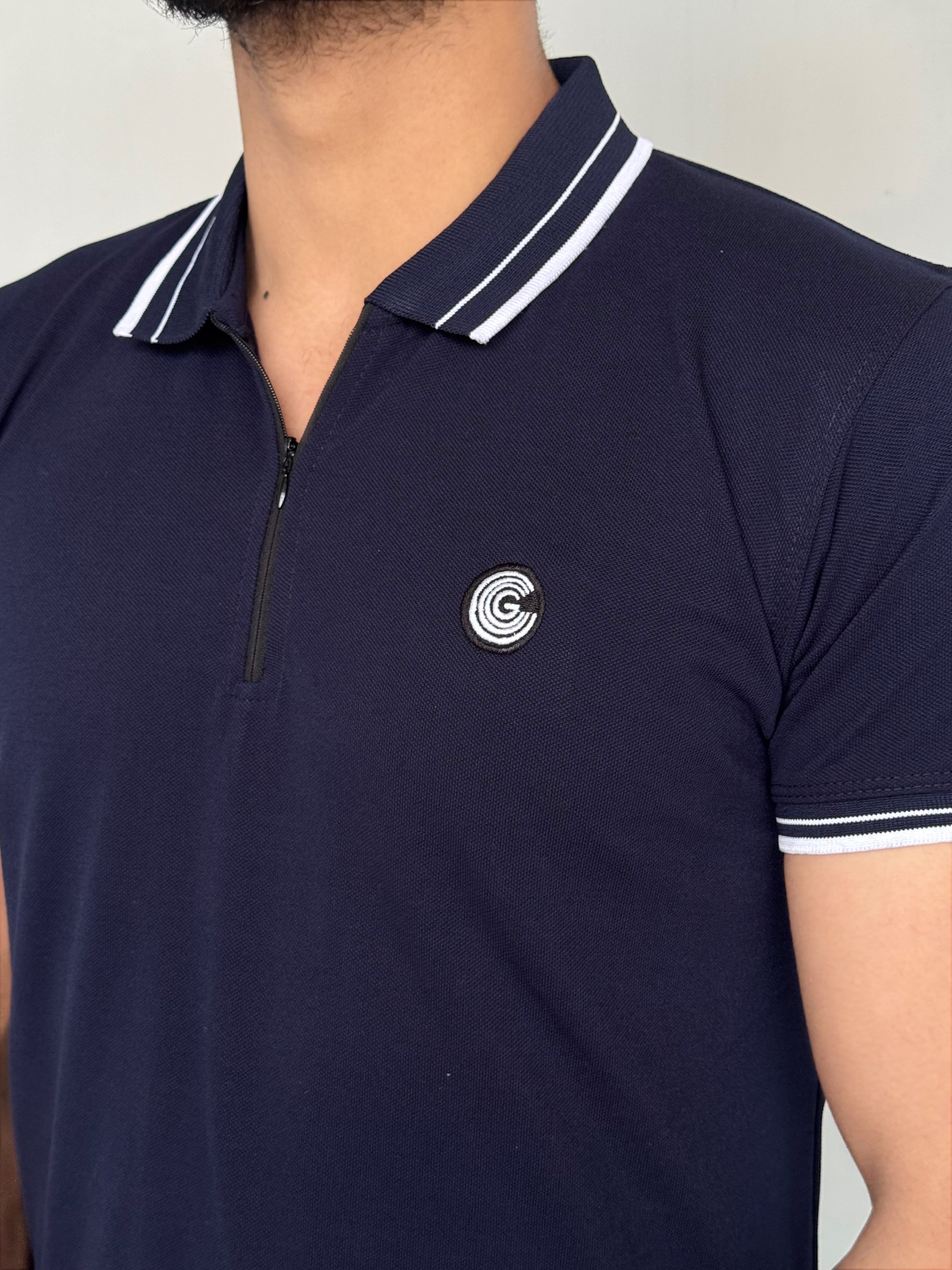 LUXURY COTTON HALF SLEEVES POLO-NAVY BLUE