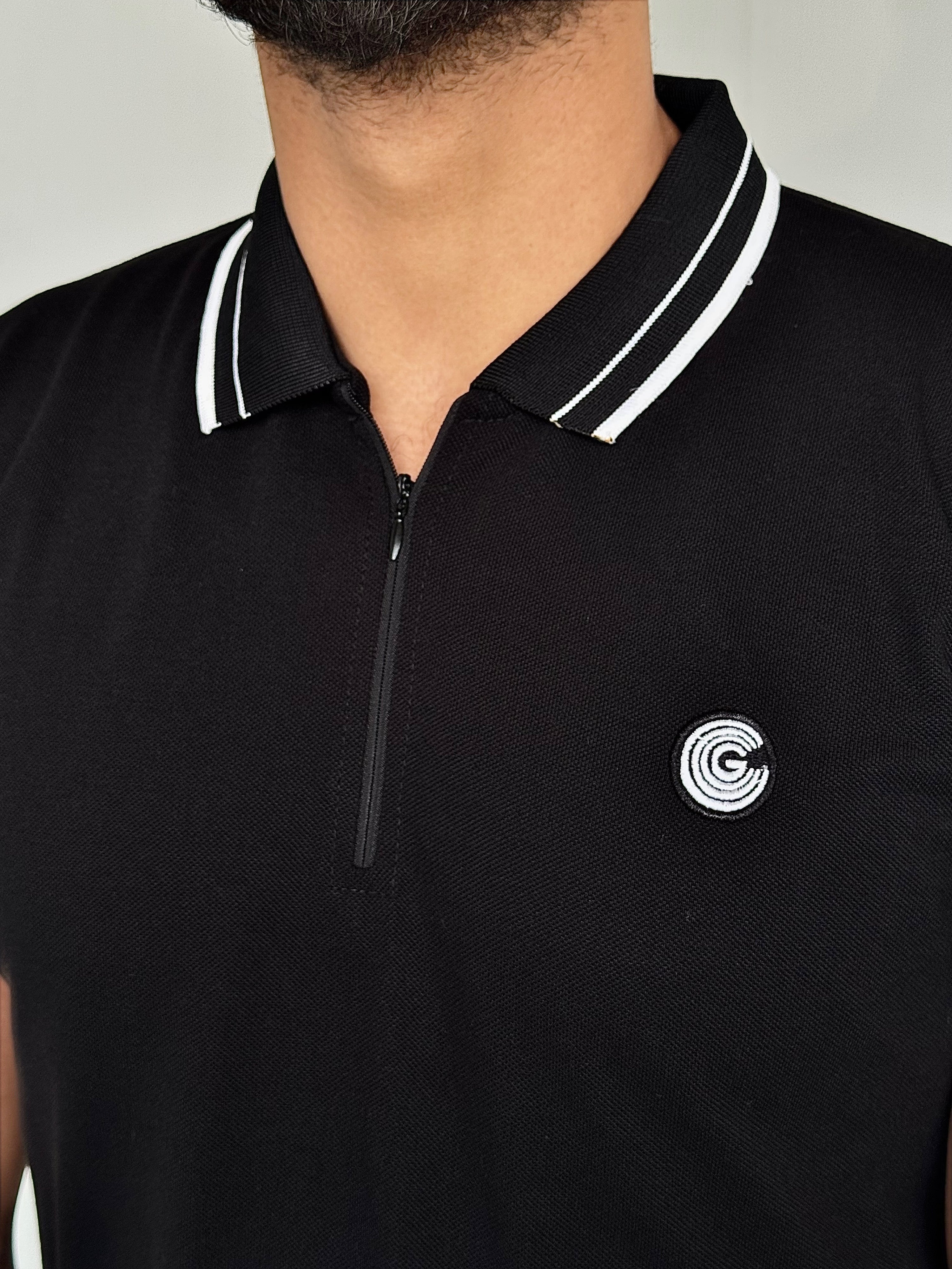 LUXURY COTTON HALF SLEEVES POLO-BLACK