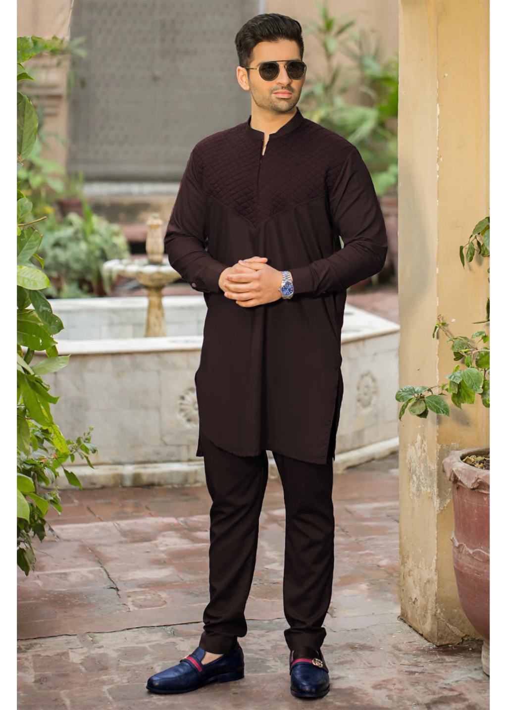 ALL SEASON STITCHED KURTA TROUSER WITH BAN-MAROON