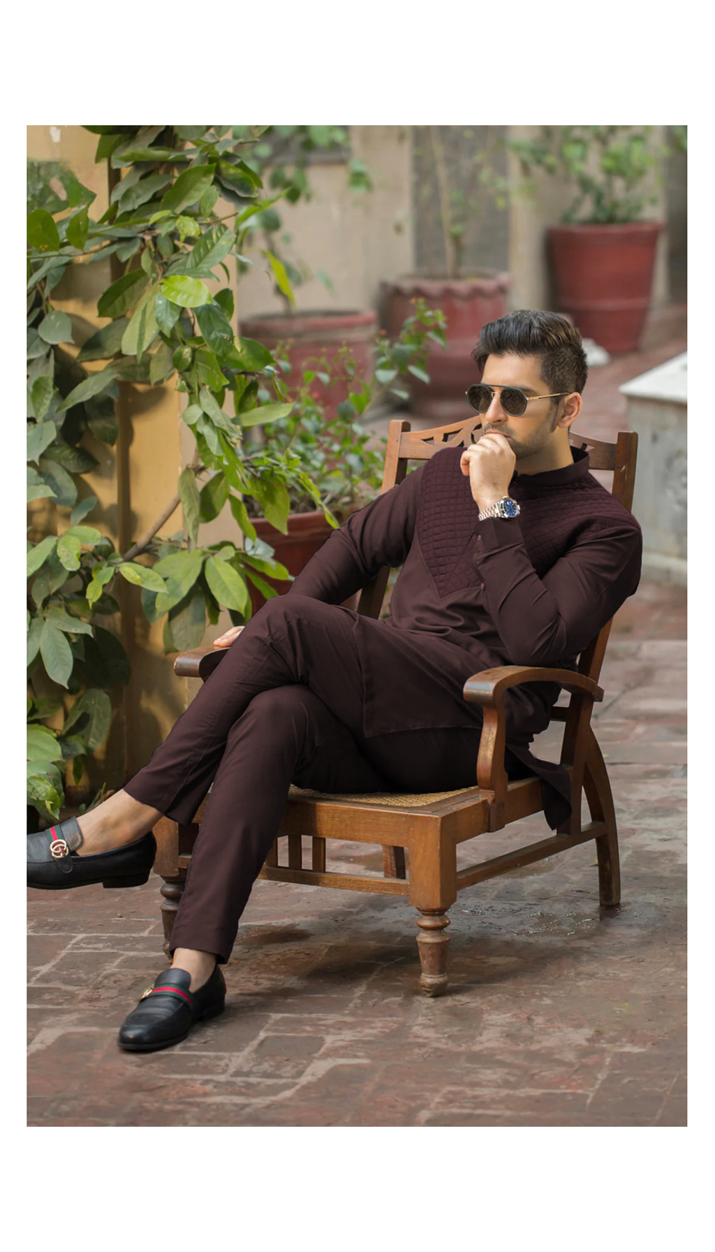 ALL SEASON STITCHED KURTA TROUSER WITH BAN-MAROON