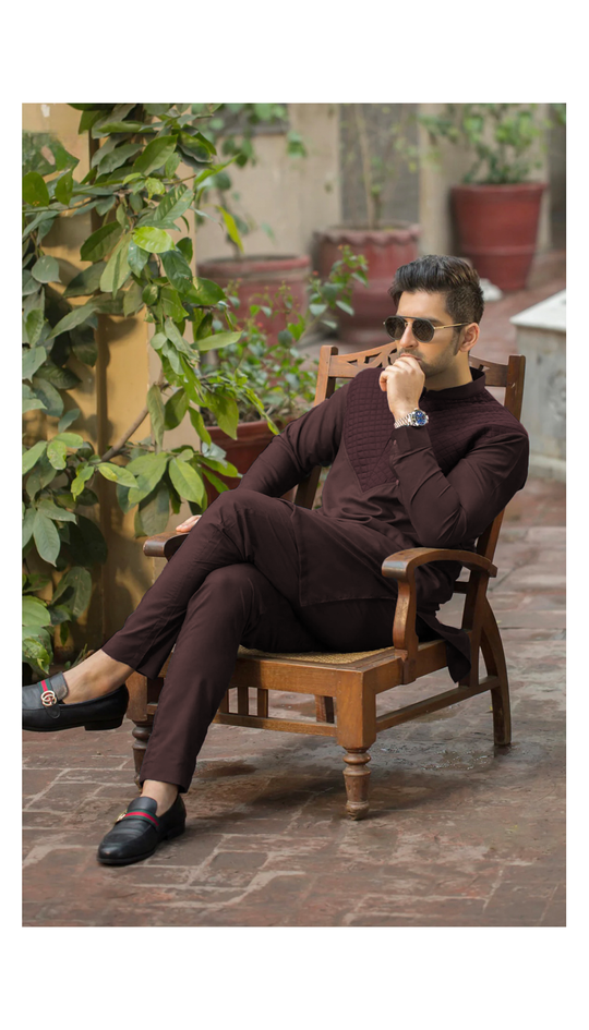 ALL SEASON STITCHED KURTA TROUSER WITH BAN-MAROON